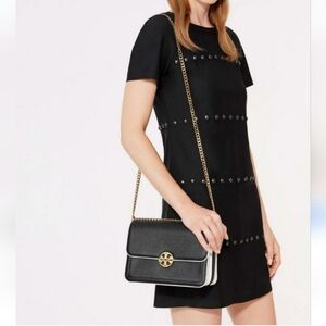 Tory Burch Stunning Waterbury Studded Classic Black Shift Dress Size M Medium